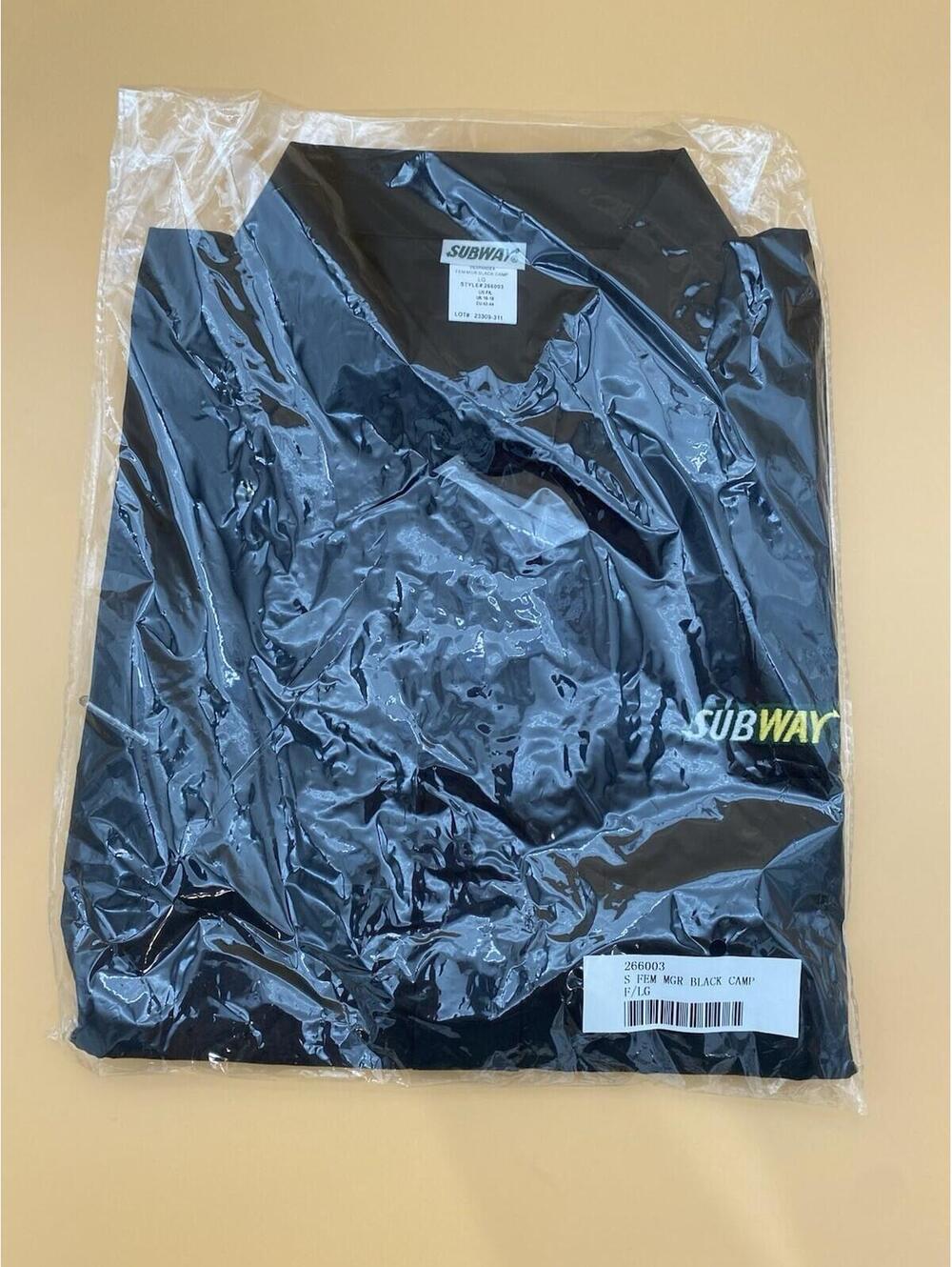 Subway Women's Size Large Black Long Sleeve Button-Up Manager Shirt - New